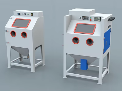 Industrial Sandblasting Equipment with Dual Units Control Panels Viewing Windows and Stable Base 3d model