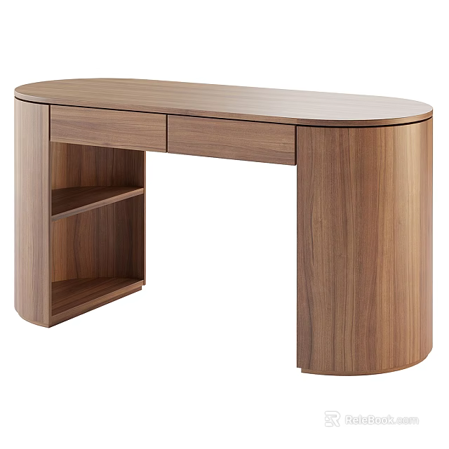 Modern Wooden Podium With Drawer And Shelf Storage In Walnut Finish For Office Or Classroom 3d model 
