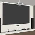 Modern Home Theater Setup With Projection Screen Projector Speakers And Devices 3d model