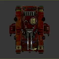 Red Armored Tank With Weaponry And Details