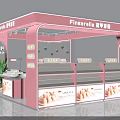 Pink Beauty Salon Kiosk With Green Plants Counter And Display Shelves