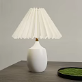 Modern White Pleated Lampshade Table Lamp With Ceramic Base And Golden Stem