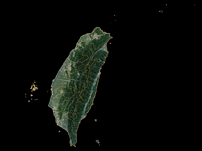Taiwan Island Satellite Map Showing Terrain Roads And Urban Areas 3d model