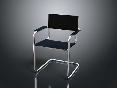 Modern Stylish Chair With Metal Frame Black Seat Backrest And Armrest 3d model