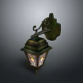Vintage Architectural Wall Lantern With Metal Frame Glass Panels And Ornate Design