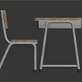 Wooden Desk and Chair Set with Metal Frame for Classroom Furniture
