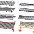 Traditional Chinese Building Roof Components Featuring Diverse Tile Designs And Eave Structures 3d model