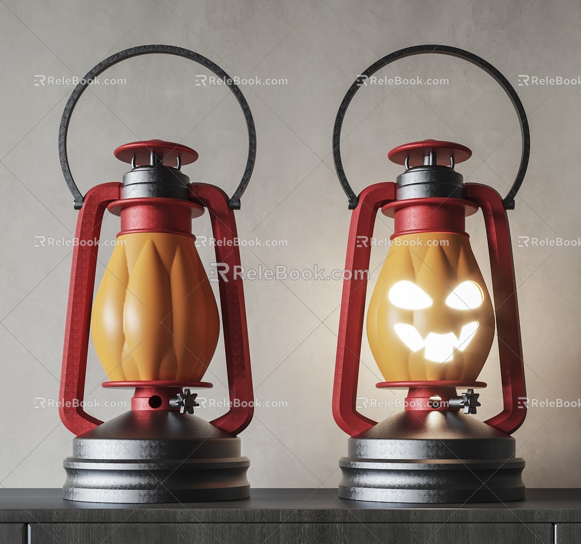 Modern All Saints Table Lamp Pumpkin Lamp Decorative Children Table Lamp Beautiful Atmosphere Kerosene Lamp Cream Art Table Lamp 3d model