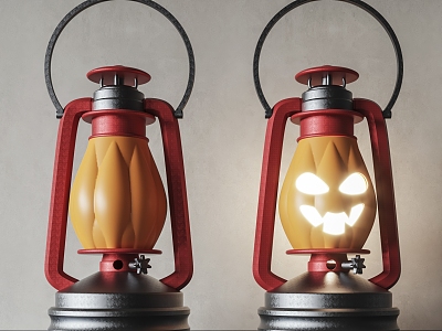 Modern All Saints Table Lamp Pumpkin Lamp Decorative Children Table Lamp Beautiful Atmosphere Kerosene Lamp Cream Art Table Lamp 3d model