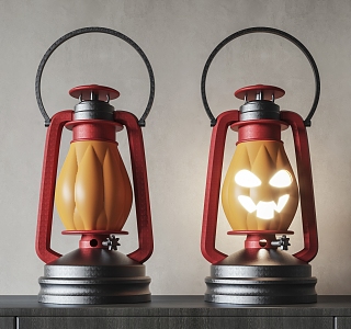 Modern All Saints Table Lamp Pumpkin Lamp Decorative Children Table Lamp Beautiful Atmosphere Kerosene Lamp Cream Art Table Lamp 3d model