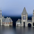 Ancient Historic Architecture With Stone Towers Pointed Spires Arched Doors And Classic Design