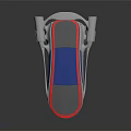 Futuristic Concept Car With Silver Body Blue Panel And Red Accents