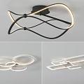 Modern Geometric Ceiling Lights With Curved Lines Circular Rings And Square Frames 3d model