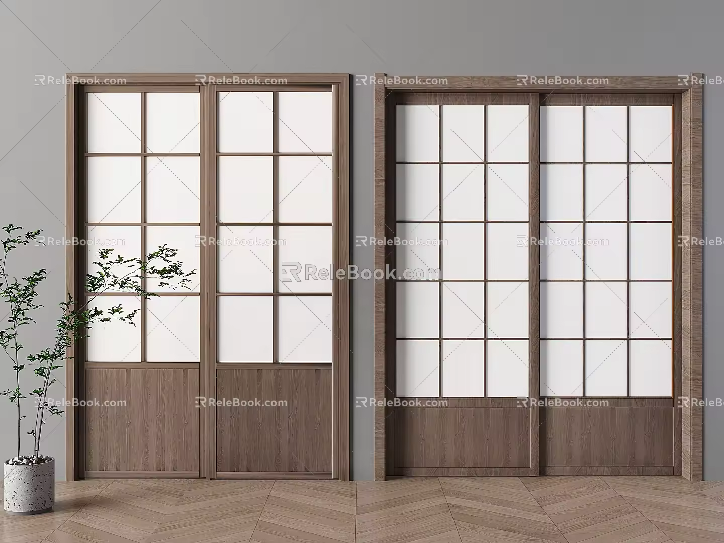 Sliding door Sliding door Sliding door Lattice sliding door Partition door 3d model