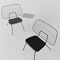 Modern Minimalist Leisure Chairs With Metal Wire Frame And Slim Legs In Black White