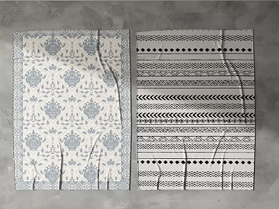 Square Rugs With Floral And Geometric Patterns 3d model