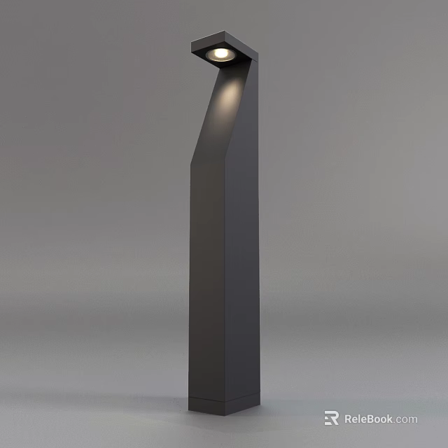 Modern Black Outdoor Light with Sleek Vertical Stand and Bright Illumination Design 3d model 