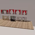 Traditional Chinese Partition Screens With Round Arch Design Carved Patterns Red Curtains And Wooden Flooring