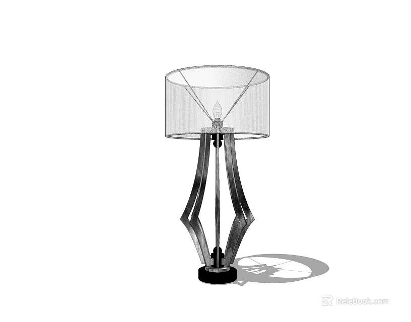 Modern Table Lamp With Mesh Shade And Geometric Metal Base Design 3d model