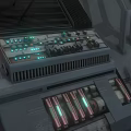 Industrial Equipment Console With Control Panel Indicator Lights And Buttons