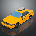 Yellow Taxi Car With Roof Light And TAXI Logo On Shiny Body