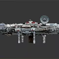 Detailed Interstellar Spaceship Model With Engine Parts And Cockpit Structure