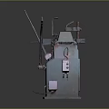 Green Desktop Computer Machine With Worktable And Mechanical Components