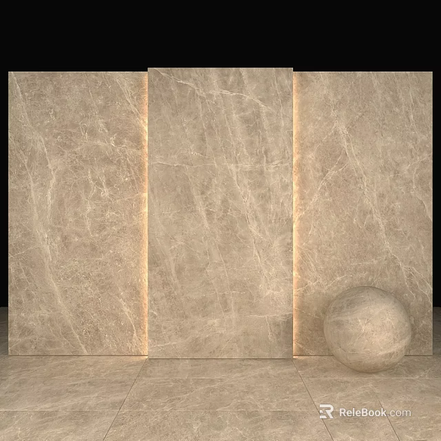 Modern Marble Decorative Components with Textured Panels Lighted Edges and Sphere 3d model 