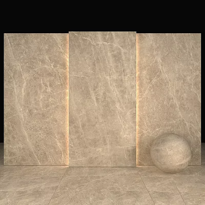 Modern Marble Decorative Components with Textured Panels Lighted Edges and Sphere 3d model