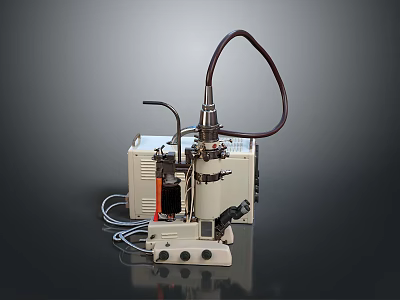 Industrial Laboratory Equipment With Curved Tube Control Panel And Connecting Wires 3d model