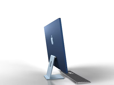 Apple Blue Desktop Computer With Sleek Design Stand And Keyboard 3d model