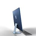 Apple Blue Desktop Computer With Sleek Design Stand And Keyboard 3d model