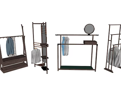 Stylish Clothes Racks With Mirror Shelves Hanging Clothes and Storage Features 3d model
