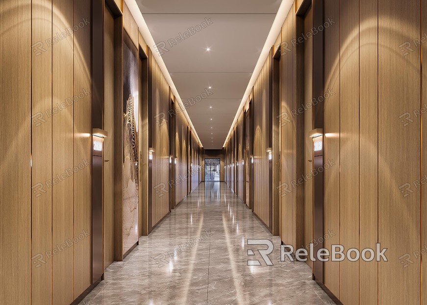 New Chinese Hotel Aisle Hotel Corridor Aisle Dormitory Corridor Office Corridor model