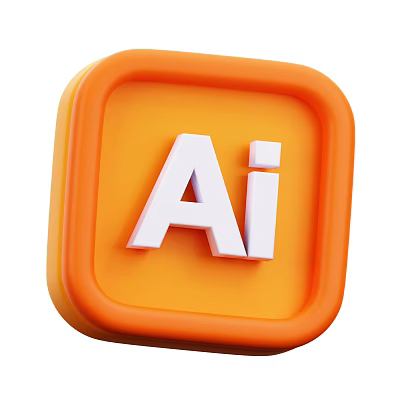 Modern Orange Square Decorative Ornament Set For Home Decor With White Ai Lettering 3d model