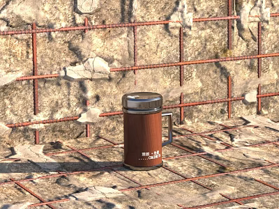 Public Facilities Construction Site With Steel Reinforcement And Stone Wall Structure 3d model
