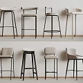 Modern Bar Stools With Metal Frames And Upholstered Seats In Various Styles 3d model