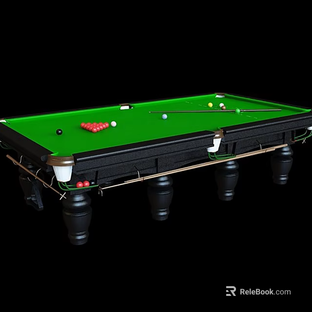 Professional Snooker Table Sports Equipment With Green Felt Surface Billiard Balls And Cues 3d model 