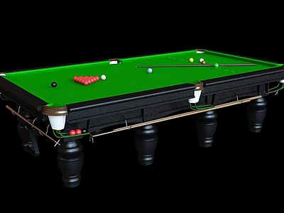 Professional Snooker Table Sports Equipment With Green Felt Surface Billiard Balls And Cues 3d model