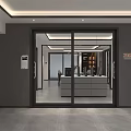 Modern Door Showroom Interior With Glass Doors Display And Furniture