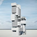 Modern Office Building With Stacked Modular Design And Greenery Integration 3d model