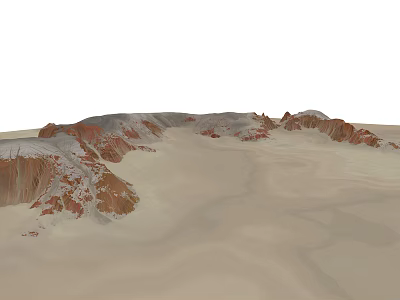 Scenic Natural Desert Landscape With Red Brown Rocky Mountains And Sand Dunes 3d model