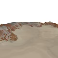 Scenic Natural Desert Landscape With Red Brown Rocky Mountains And Sand Dunes