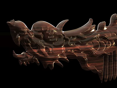 Elaborate Wooden Carving Decorative Household Item With Intricate Patterns And Glossy Finish 3d model