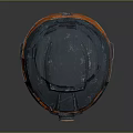 Blue and Orange Mechanical Helmet with Headlight Transparent Visor and Industrial Design