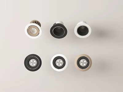 Modern Downlights and Spotlights in Black White Gold With Sleek Design and Various Styles 3d model