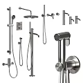 Black Modern Shower System With Handheld And Overhead Components And Wall Mounted Design 3d model
