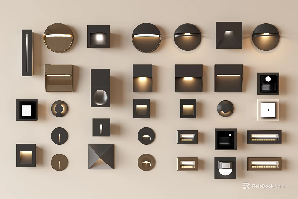 Modern Wall Lamps In Various Shapes For Indoor Lighting And Decoration 3d model 