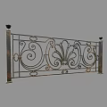 Classic Ornate Iron Railing with Intricate Scrollwork and Decorative Finial Posts 3d model