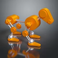 Orange Mechanical Dog Model With Metallic Joints Silver Base And Modern Design 3d model